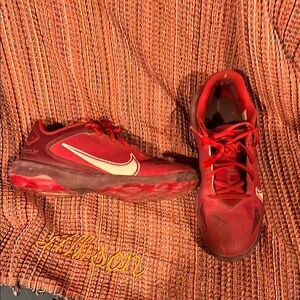 Red Athletic Shoes with White Accents